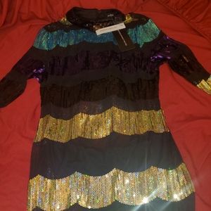 Sequin dress with transparent mesh